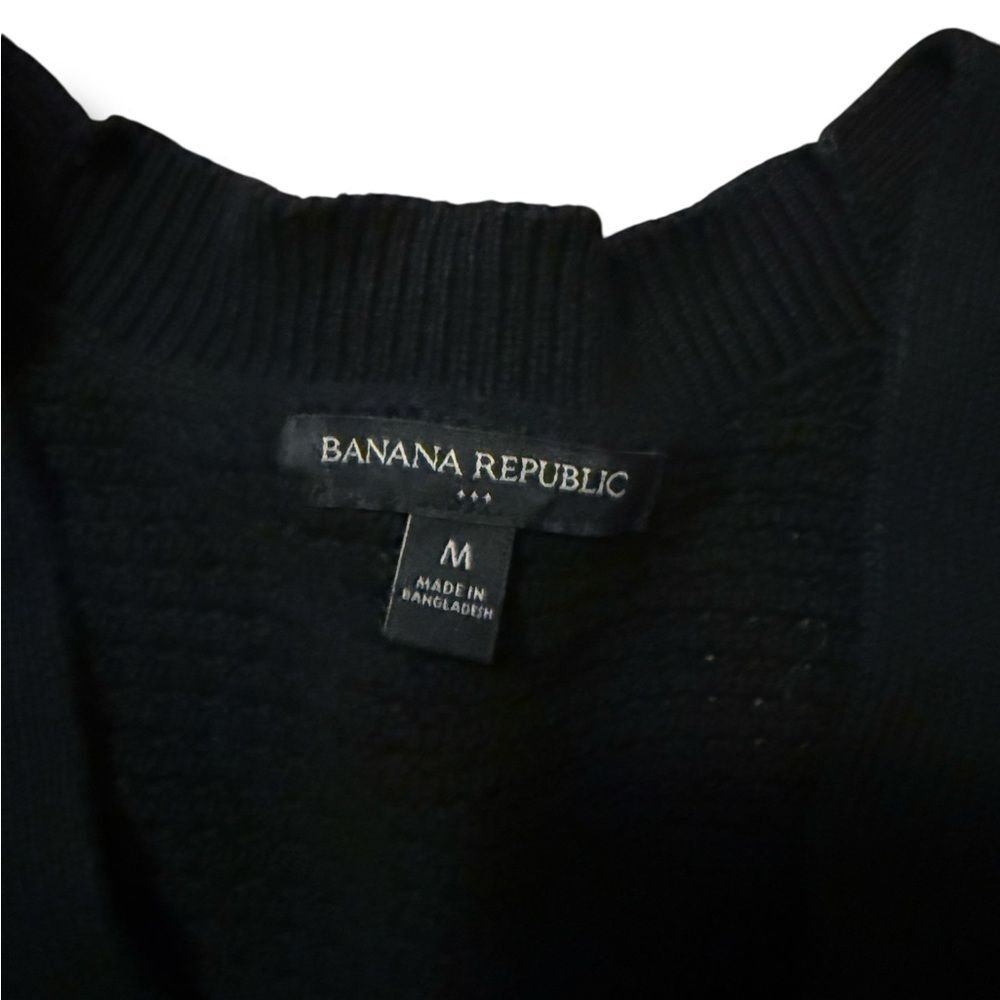 Banana Republic Black Button Cotton Knit Sweater MEDIUM